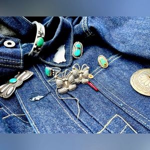 Native American Stamp Work Butterfly Sterling Earrings